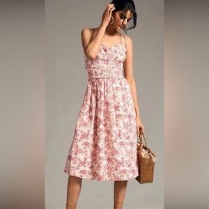 Anthropologie (M/10) Midi Dress Pink Floral NWT